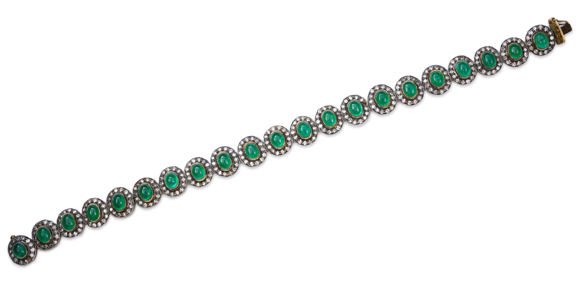 An emerald and diamond bracelet